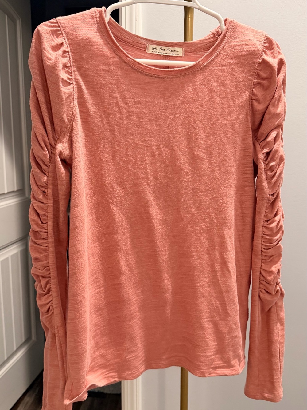 We The Free Ruched Long-Sleeve Tee in Dusty Coral